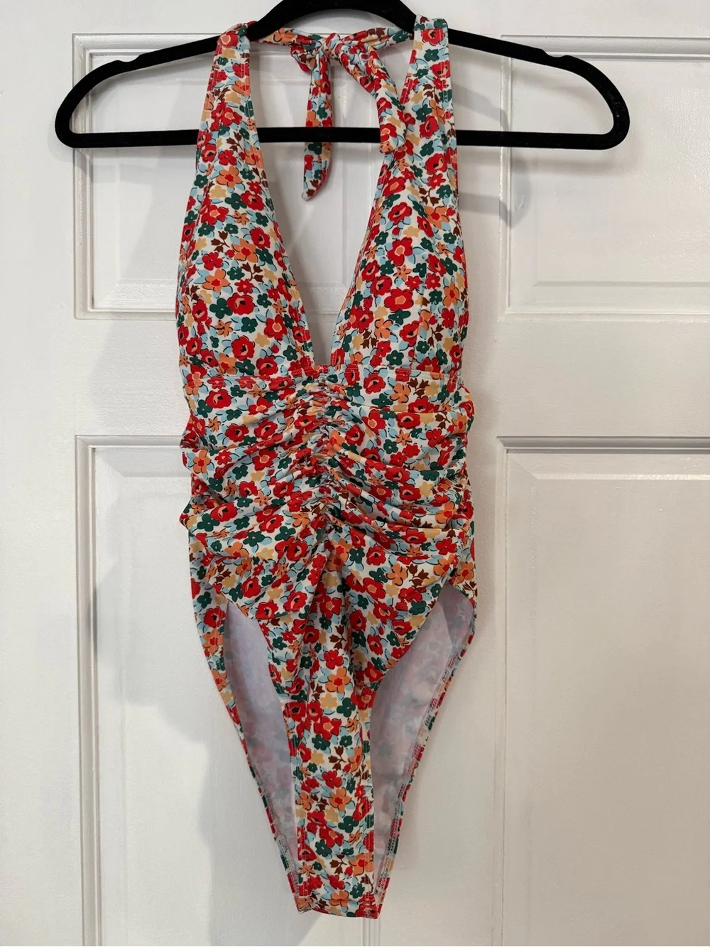 Womens Floral Halter One-Piece Swimsuit - size small NEW tags removed